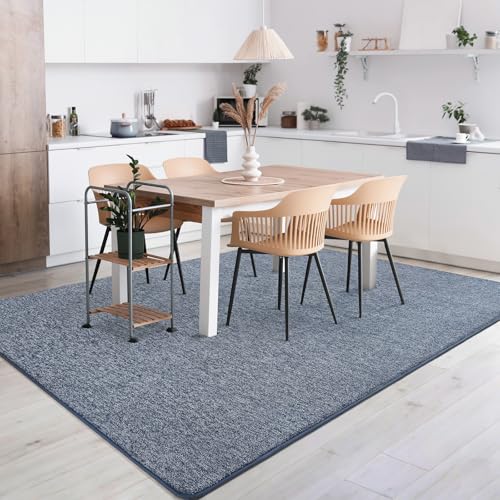 5x7 Area Rugs for Living Room Non Slip Dorm Bedroom Rug (5' x 7' (Rectangular) / Navy Blue and White)