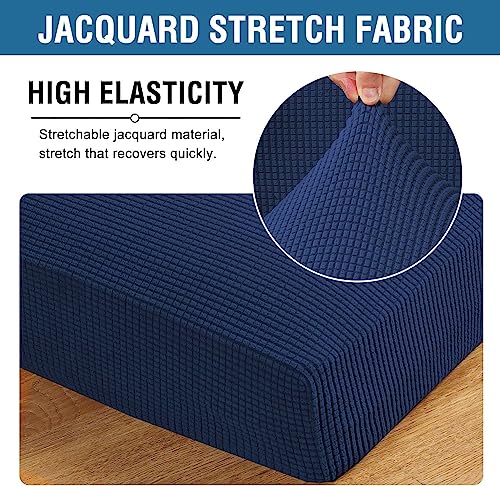 Super Stretch Individual Seat Cushion Covers Sofa Covers Couch Cushion Covers Slipcover Sets Thick Jacquard Textured Twill Fabric (Navy / 1 Cushion Sofa)