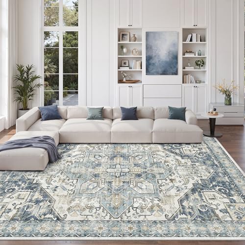 8x10 Area Rugs for Living Room (Blue/Ivory / 8' x 10' (Rectangular))