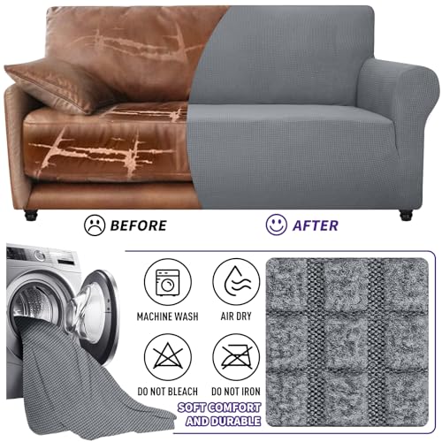 Super Stretch Couch Cover (Light Grey / Large (72"-92"))