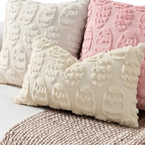 Beige Faux Fur Egg Throw Pillow Covers 12x20 Set of 2 (20" x 12" (Pack of 2) / Eggs Beige)