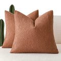 Decorative Textured Boucle Throw Pillow Cover 24x24 Burnt Orange (24" x 24" (Pack of 2) / Autumnal)