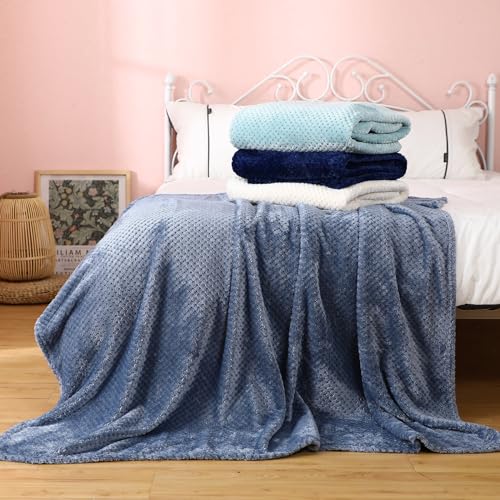 4 Pcs Fleece Throw Blanket (Gradient Blue)