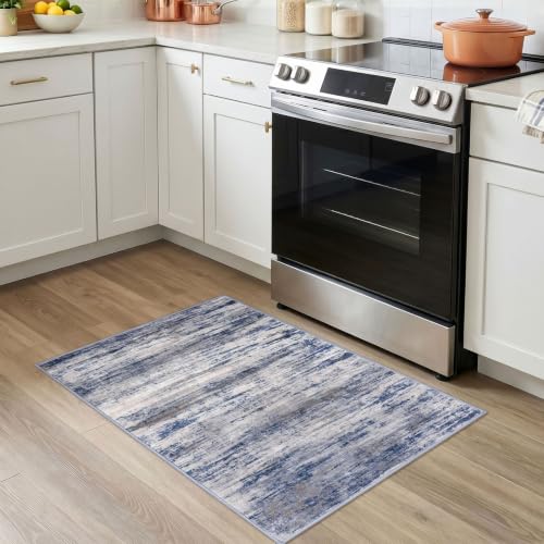 Abstract Rugs for Entryway 2x3 Washable Small Area Rug Grey (Blue-grey / 2' x 3' (Rectangular))