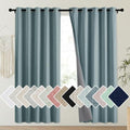 100% Absolutely Blackout Linen Curtains with Thermal Insulated Liner (62"W x 72"L (Pack of 2) / Skylark Blue)