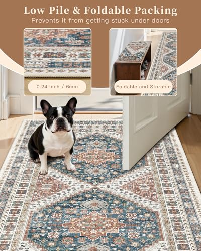 Washable Runner Rugs 2x10 Long for Hallway Kitchen (Navy Blue / 2' x 10' (Runner))