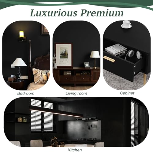 394''x17.7'' Black Peel and Stick Wallpaper Contact Paper Modern Self Adhesive Wall Paper Removable Renter Friendly Textured Solid Color Shelf Cabinet Vinyl Roll (Black / 17.7" x 394")
