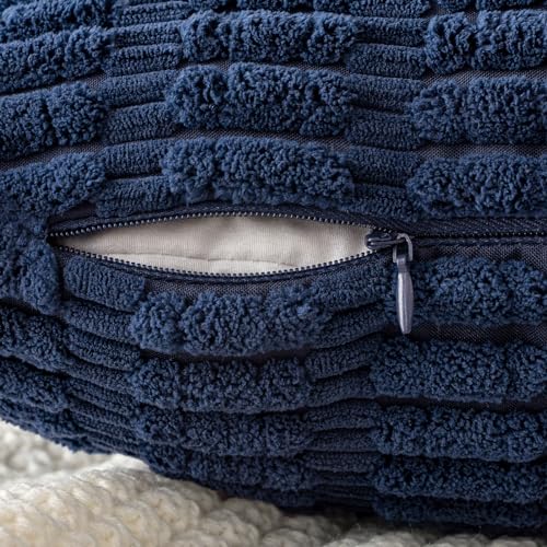 Corduroy Decorative Throw Pillow Covers 20x20 Navy Blue Pack of 2 (Dark Blue / 20" x 20" (Pack of 2))