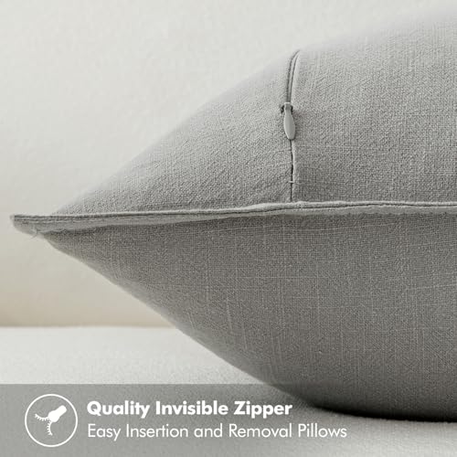 Decorative Linen Euro Sham Pillow Covers 24x24 Light Gray (Light Gray / 24" x 24" (Pack of 2))