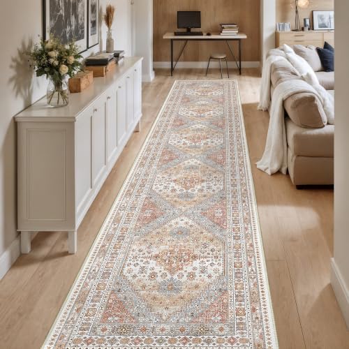 Washable Runner Rug 2.5x14 (Orange / 2'6" x 14' (Runner))