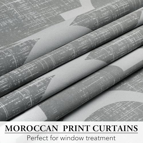 Moroccan 100% Blackout Curtains Bedroom Grey 50x96 2 Panels (Rod Pocket | Grey / 50"W x 96"L (Pack of 2))