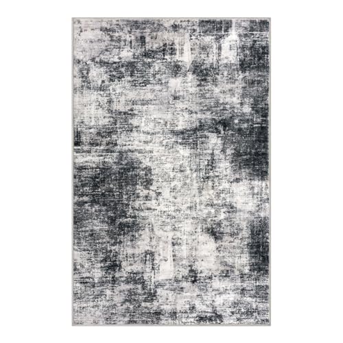Modern Abstract Area Rugs 5x7 Ft Washable Rugs for Living Room (Black/Grey/White / 5' x 7' (Rectangular))