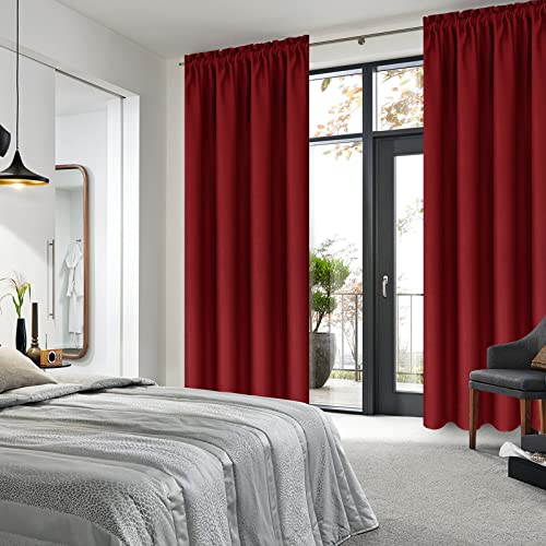 Blackout Curtains for Bedroom Living Room 38 x 84 Inch Long Burgundy (Burgundy / 38"W x 84"L (Pack of 2))