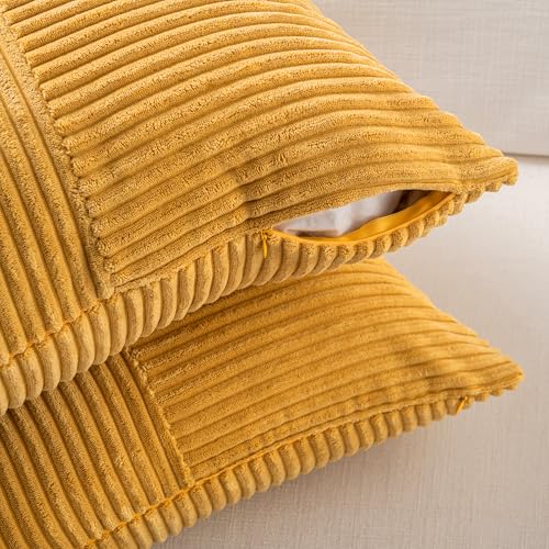 2 Packs Gold Yellow Lumbar Decorative Throw Pillow Covers 16x26 Inch for Living Room Couch Bed (Gold Yellow / 26" x 16" (Pack of 2))