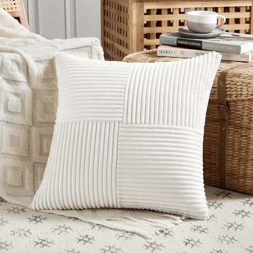 2 Packs Cream White Euro Decorative Throw Pillow Covers 28x28 Inch for Couch Bed Sofa (Cream White / 28" x 28" (Pack of 2))