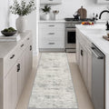 2x6 Washable Runner Rug：Modern Abstract Kitchen Soft Carpet Gray (Grey White / 2' x 6' (Rectangular))