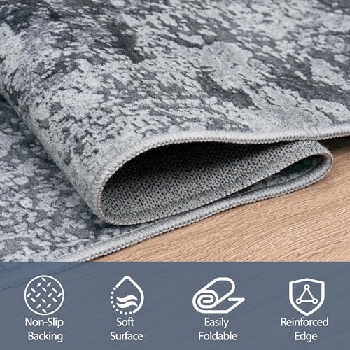 8x10 Area Rugs for Living Room Washable Bedroom Dining Room Black (Black / 8' x 10' (Rectangular))