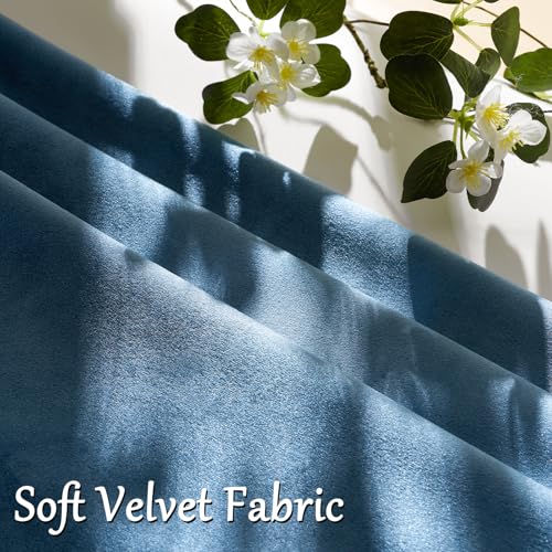 Stone Blue Velvet Throw Pillow Covers 16x16 Pack of 2 (Stone Blue / 16" x 16" (Pack of 2))
