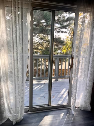 Vintage Lace Curtains 80 Inch Length for Doorway (Bright White / 52"W x 80"L (Pack of 2))