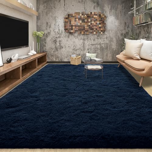 5x8 Soft Fluffy Navy Blue Area Rugs for Living Room Bedroom (Navy Blue / 5' X 8' (Rectangular))