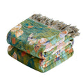 Boho Throw Blanket 50"x60" Cotton Floral Muslin Blanket for Sofa (Green Garden / 50"x60")