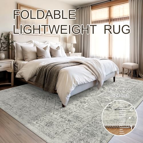 6x9 Area Rug for Living Room Washable Non (Light Gray / 6' x 9' (Rectangular))