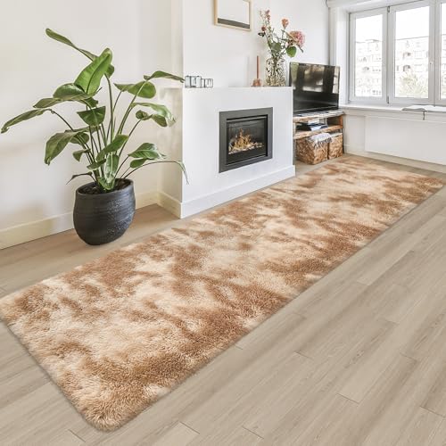 Super Soft Fluffy Living Room Area Rugs 2x8 ft Tie (Tie-dyed Beige / 2' x 8' (Runner))
