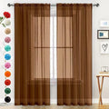 Sheer Voile Window Treatment Rod Pocket Curtain Panels for Kitchen Bedroom Living Room Drapes Sunlight Filtering Privacy Semi Home Decor Assorted (Brown / 52"W x 72"L (Pack of 2))