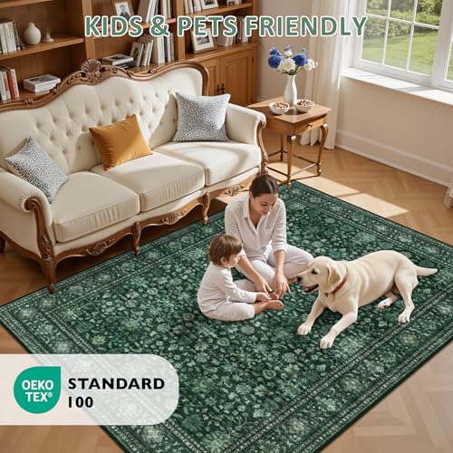 4x6 Area Rugs Living Room (Deep Green / 4' x 6' (Rectangular))