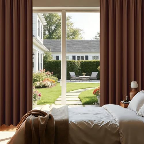 Brown Blackout Curtains 45 inch Length 2 Panels Set (Brown / 52"W x 45"L (Pack of 2))