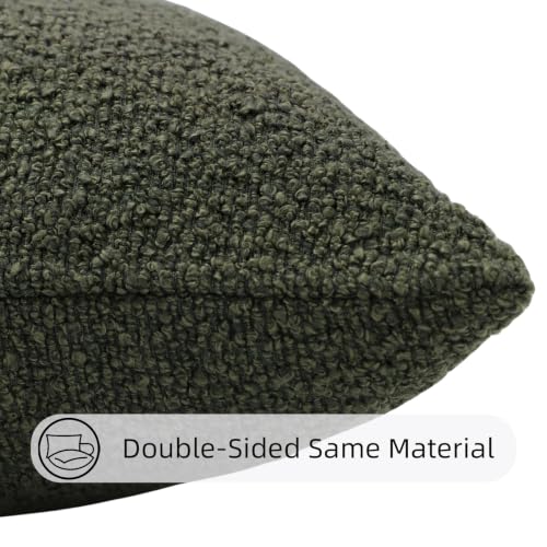 Boucle Throw Pillow Covers 16x16 inch Army Green (Army Green / 16" x 16" (Pack of 2))