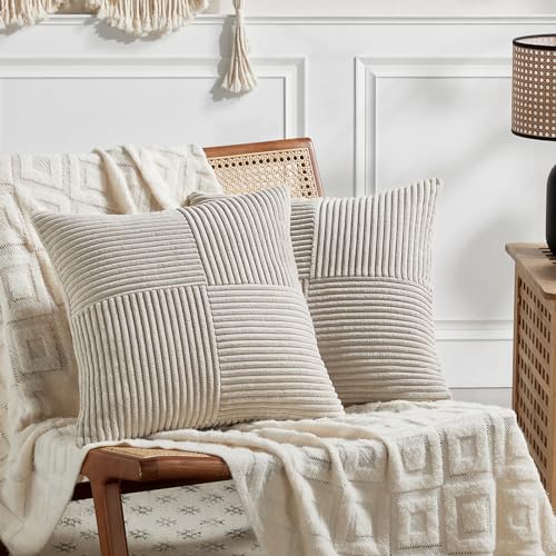 2 Packs Neutral Taupe Samll Decorative Throw Pillow Covers 14x14 Inch with for Couch Bed Sofa (Neutral Taupe / 14" x 14" (Pack of 2))