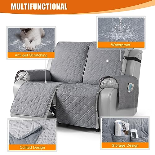Waterproof Recliner Couch Covers Washable (Light Gray / Oversized 2 Seater)