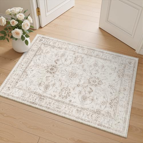 2x3 Washable Rugs for Entryway (Brown/Ivory / 2' x 3' (Rectangular))