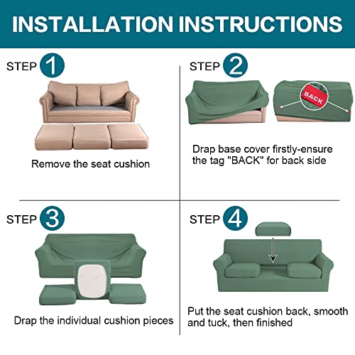 4 Piece Sofa Covers for 3 Cushion Couch Sofa Slipcover Soft Couch Cover for Dogs (Sofa (3 Cushion) / Loden Frost)