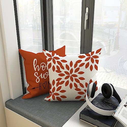 Burnt Orange Linen Pillow Covers 20x20 Set of 4 (Burnt Orange / 20" x 20" (Pack of 4))