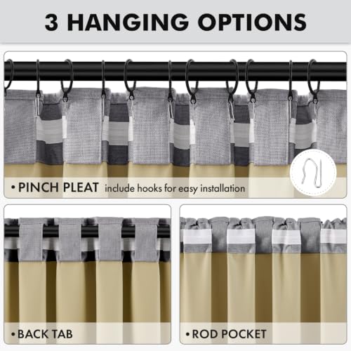 100% Blackout Linen Curtains 42 x 63 Inch Glacier Gray 2 Panels (Glacier Gray / 42"W x 63"L (Pack of 2))