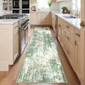 Washable Runner 2'x6' Abstract Area Rug for Hallway Light Green (Green/Gray/Yellow / 2' x 6' (Runner))