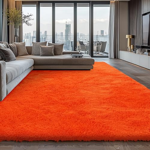 Orange Shag Area Rugs for Bedroom Living Room