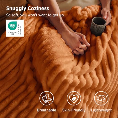 Soft Twin Blanket for Bed Decor Gifts Burnt Orange 60"x80" (Orange / Twin)