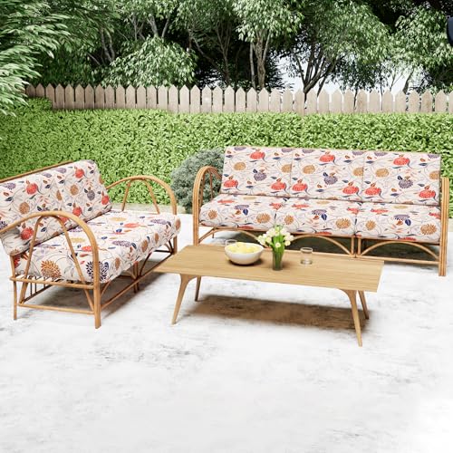 Printed Couch Cushion Covers (Orange / Seat 1 Pack)