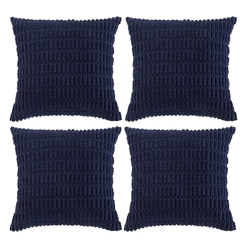 4 Packs Decorative Throw Pillow Covers for Living Room Couch Bed (24" x 24" (Pack of 4) / Navy Blue)