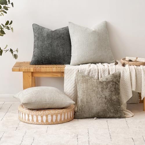Decorative Lumbar Throw Pillow Covers 12x20 Inch Dark Gray 2 Pack (20" x 12" (Pack of 2) / Dark Gray)