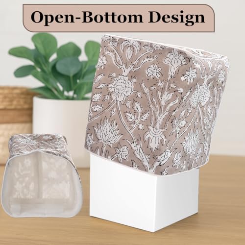 Block Print 100% Cotton Square Tissue Box Cover Taupe (Taupe)
