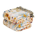 Boho Throw Blanket 50"x60" 100% Cotton Floral Blanket Couch Decor (Beige Navy / 50"x60")