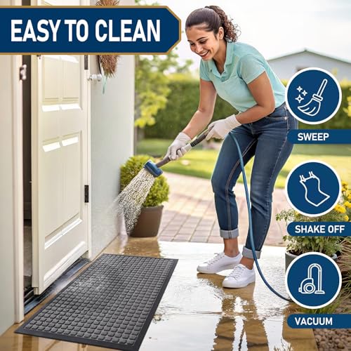 Front Door Mat Outside Entrance (Mix Grey / 59" X 23")