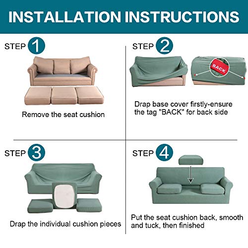 4 Piece Sofa Covers for 3 Cushion Couch Sofa Slipcover Soft Couch Cover for Dogs (XL Sofa (3 Cushion) / Dark Cyan)