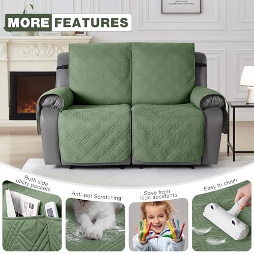 100% Waterproof Loveseat Recliner Covers 2 Seater (Bean Green / 2 Seater Standard)