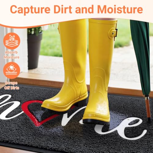 Door Mat Indoor Outdoor Welcome Mat for Entrance (Black / 2' x 2'11" (Rectangular))