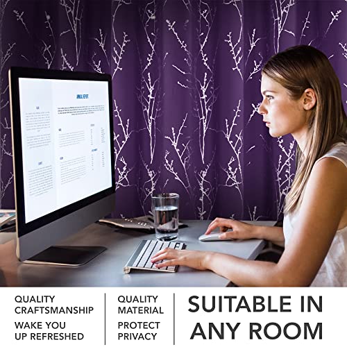 Living Room Curtains 84 Inches Long (Purple Grape/Tree Branch / 52"W x 84"L (Pack of 2))